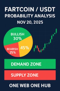 Get the latest FARTCOINUSDT probability analysis for Nov 20, 2025, based on TradingView data. Explore daily, weekly, and monthly price probabilities, demand and supply zones, key support and resistance levels, and a full educational breakdown on One Web One Hub.