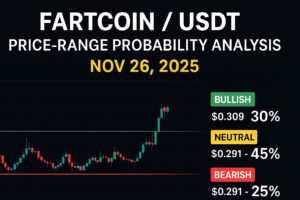 FARTCOINUSDT price-range probability analysis for Nov 26, 2025 with live data insights from TradingView. Includes daily, weekly, and monthly price probabilities, demand and supply zones, support and resistance levels, and a detailed methodology. Educational content only—published by One Web One Hub.