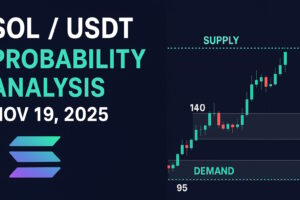 Get the Nov 19, 2025 SOLUSDT probability analysis based on live TradingView data with daily, weekly, and monthly price probabilities. Includes demand and supply zones, key support and resistance levels, and a clear, educational breakdown for informed crypto decision-making. Not financial advice.