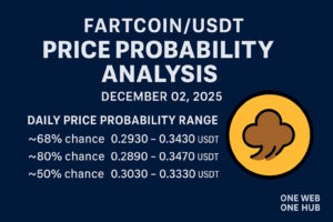FARTCOINUSDT price probability analysis for December 02, 2025 using the latest TradingView live data. Includes daily, weekly, and monthly price forecasts, volatility-based probability modeling, demand and supply zones, support and resistance levels, and an educational disclaimer. Published by One Web One Hub.