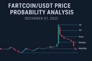 FARTCOIN/USDT Price Probability Analysis for Dec 07, 2025 with live TradingView data. Includes 1H, 4H, daily, weekly, monthly probability ranges, demand & supply zones, sentiment analysis, support and resistance levels, and full volatility-based methodology. Educational and non-financial advice.