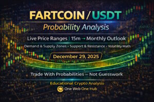 This educational FARTCOIN/USDT analysis for December 29, 2025 breaks down live price probability ranges from 15-minute to monthly timeframes. Discover key demand and supply zones, support and resistance levels, volatility-based price bands, and current market sentiment — all explained with transparent math so traders can make structured, informed decisions.