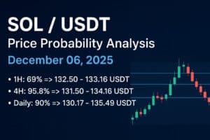 SOLUSDT price probability analysis for December 06, 2025, based on live TradingView data. Includes 1H, 4H, Daily, Weekly, and Monthly outlooks, demand & supply zones, support & resistance levels, sentiment analysis, and probability basis. Educational content only on One Web One Hub.