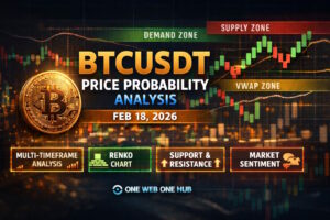 BTCUSDT, Bitcoin price prediction 2026, Bitcoin analysis Feb 18 2026, BTCUSDT technical analysis, Bitcoin probability analysis, Bitcoin support resistance levels, BTC demand supply zones, Bitcoin VWAP analysis, BTC Renko chart analysis, Bitcoin multi timeframe analysis, Bitcoin 15m 1H 4H forecast, Bitcoin daily weekly monthly outlook, Bitcoin trading education, crypto market structure, BTC consolidation analysis, Bitcoin sentiment today, Bitcoin volatility zones, crypto trading blog, Bitcoin educational analysis, One Web One Hub crypto blog, BTC price targets long short