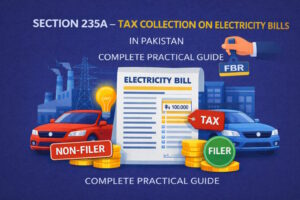 Section 235A Pakistan, tax on electricity bills Pakistan, electricity bill tax Pakistan, advance tax on electricity Pakistan, commercial electricity tax Pakistan, filer vs non filer electricity tax, income tax ordinance section 235A, adjustable tax electricity bills, FBR electricity tax rules, business electricity tax Pakistan, Pakistan taxation course