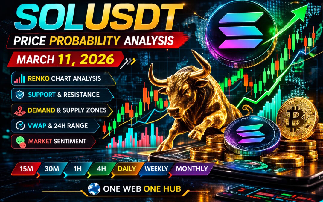 SOLUSDT price analysis March 11 2026, SOLUSDT live price today, Solana USDT technical analysis, SOLUSDT probability analysis, SOLUSDT TradingView analysis, SOLUSDT price prediction March 2026, SOLUSDT 15m 30m 1H 4H daily weekly monthly analysis, Solana support and resistance levels, SOLUSDT demand and supply zones, SOLUSDT VWAP analysis, 24H VWAP crypto analysis, SOLUSDT Renko chart analysis, Solana market sentiment today, SOLUSDT trading zones analysis, SOLUSDT short term forecast, SOLUSDT long term outlook, Solana crypto technical analysis, crypto probability trading strategy, One Web One Hub crypto analysis