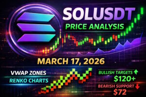 SOLUSDT price analysis, SOLUSDT forecast March 2026, Solana price prediction, SOLUSDT technical analysis, Solana VWAP analysis, SOLUSDT Renko chart analysis, Solana support and resistance levels, SOLUSDT demand and supply zones, Solana price probability analysis, SOL crypto trading analysis, Solana market sentiment analysis, SOLUSDT intraday analysis, SOLUSDT 4H daily weekly forecast, Solana crypto price prediction 2026, SOLUSDT trading strategy, Solana VWAP price zone analysis, SOLUSDT technical indicators analysis, SOLUSDT crypto market outlook, Solana blockchain trading analysis, One Web One Hub crypto analysis