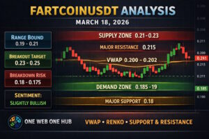 FARTCOINUSDT, FARTCOIN price analysis, crypto trading March 18 2026, FARTCOIN chart, crypto price prediction, FARTCOIN support and resistance, VWAP analysis, Renko chart crypto, FARTCOIN demand and supply zones, crypto sentiment analysis, FARTCOIN trading strategy, One Web One Hub crypto, cryptocurrency educational content