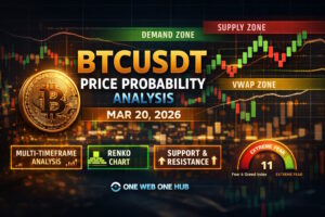 Bitcoin price forecast March 20 2026, BTCUSDT live price analysis, Bitcoin technical analysis today, BTC multi‑timeframe probability, Bitcoin 15m 30m 1H 4H analysis, BTC daily weekly monthly prediction, Bitcoin Renko chart signals, BTC demand and supply zones, Bitcoin support resistance levels, Bitcoin VWAP analysis, BTC 24H VWAP zone, market sentiment Bitcoin, BTC volatility forecast, Bitcoin price probability analysis, crypto trading education, Bitcoin consolidation levels, crypto market insight, One Web One Hub BTC post