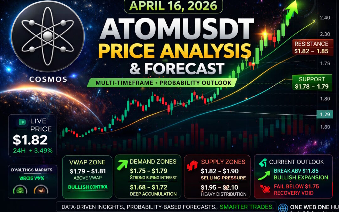 ATOMUSDT price analysis April 16 2026, Cosmos ATOM price prediction, ATOMUSDT technical analysis, ATOMUSDT support and resistance, Cosmos crypto forecast 2026, ATOMUSDT demand and supply zones, ATOMUSDT Renko chart analysis, ATOMUSDT VWAP analysis, Cosmos ATOM trading outlook, ATOMUSDT short term forecast, ATOMUSDT long term prediction, Cosmos ATOM market sentiment, ATOMUSDT probability analysis, crypto trading ATOMUSDT, ATOMUSDT breakout levels, Cosmos ATOM price forecast today, ATOMUSDT trend analysis, One Web One Hub crypto blog, Cosmos ATOM insights, ATOMUSDT trading strategy 2026