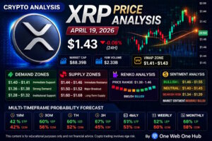 XRP price analysis April 19 2026, XRPUSDT price prediction, XRP technical analysis today, XRP price forecast April 2026, XRP support and resistance, XRP demand and supply zones, XRP Renko chart analysis, XRP VWAP analysis, XRP sentiment analysis, XRP breakout levels XRP, XRP crypto trading signals, XRP weekly outlook, XRP monthly forecast, XRPUSDT live chart analysis, Ripple XRP price update, XRP bullish breakout prediction, XRP market trend analysis, altcoin price analysis, crypto trading education, One Web One Hub XRP