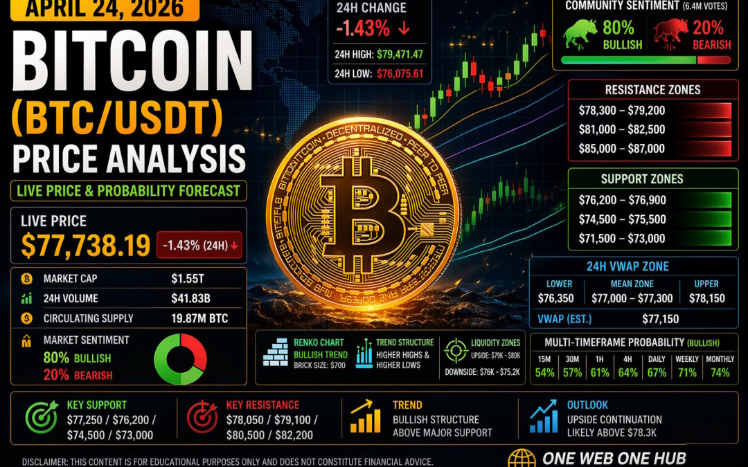 bitcoin price analysis april 24 2026, btcusdt analysis today, bitcoin technical analysis 2026, btc price prediction april 2026, bitcoin support resistance levels, btc demand supply zones, bitcoin vwap analysis, btc renko chart analysis, bitcoin sentiment analysis today, btc live price analysis, bitcoin tradingview forecast, btc weekly outlook, bitcoin daily forecast, crypto market analysis btc, one web one hub bitcoin