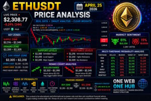 ETHUSDT analysis April 25 2026, Ethereum price analysis today, ETHUSDT technical analysis, Ethereum price prediction April 2026, ETH support and resistance levels, Ethereum demand and supply zones, ETH VWAP analysis, Ethereum 24H VWAP zone, ETH Renko chart analysis, Ethereum multi timeframe analysis, ETH 15m 30m 1H 4H daily weekly monthly forecast, Ethereum sentiment analysis crypto market, ETH trading probability analysis, Ethereum price today USDT, crypto trading education blog, One Web One Hub ETH analysis