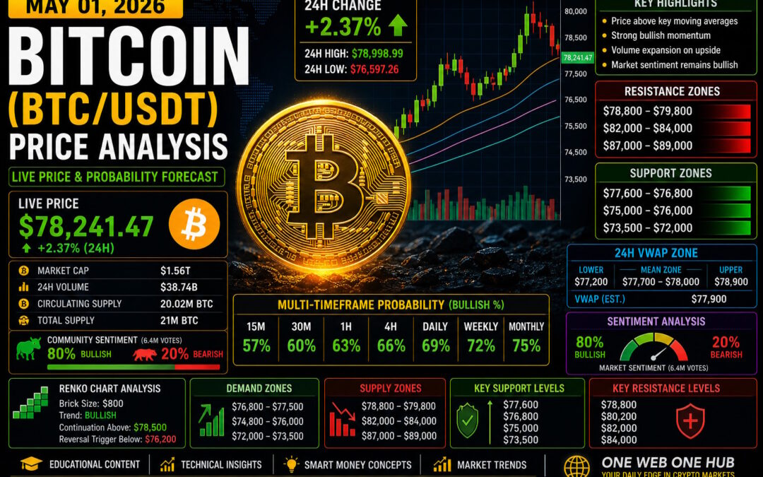 bitcoin price analysis may 01 2026, btcusdt analysis today, bitcoin technical analysis 2026, btc price prediction may 2026, bitcoin support resistance levels, btc demand supply zones, bitcoin vwap analysis, btc renko chart analysis, bitcoin sentiment analysis today, btc live price forecast, bitcoin tradingview analysis, btc weekly outlook 2026, bitcoin daily forecast, crypto market analysis btcusdt, one web one hub bitcoin