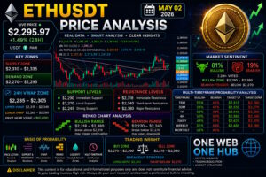 ETHUSDT analysis May 02 2026, Ethereum price analysis today, ETHUSDT technical analysis, Ethereum price prediction May 2026, ETH support and resistance levels, Ethereum demand and supply zones, ETH VWAP analysis, Ethereum 24H VWAP zone, ETH Renko chart analysis, Ethereum multi timeframe analysis, ETH 15m 30m 1H 4H daily weekly monthly forecast, Ethereum sentiment analysis crypto market, ETH trading probability analysis, Ethereum price today USDT, crypto trading education blog, One Web One Hub ETH analysis