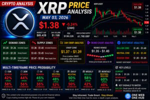 XRP price analysis May 03 2026, XRPUSDT price prediction today, XRP technical analysis 2026, XRP support and resistance levels, XRP demand and supply zones, XRP Renko chart analysis, XRP VWAP analysis crypto, XRP sentiment analysis today, XRP breakout levels XRPUSDT, XRP trading signals, XRP short term forecast, XRP weekly outlook 2026, XRP monthly prediction, XRPUSDT live chart analysis, Ripple XRP update today, XRP bearish trend analysis, XRP bullish reversal zones, altcoin analysis XRP, crypto trading education, One Web One Hub XRP