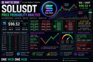 SOLUSDT price prediction May 2026, SOLUSDT technical analysis today, Solana price forecast, SOLUSDT support resistance levels, Solana Renko chart analysis, SOLUSDT VWAP analysis, Solana sentiment analysis, SOLUSDT probability forecast, Solana demand and supply zones, SOL price prediction 2026, crypto market analysis Solana, SOLUSDT multi timeframe analysis, Solana bullish breakout analysis, cryptocurrency trading education, One Web One Hub crypto blog