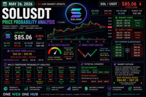 SOLUSDT price prediction May 2026, Solana technical analysis today, SOLUSDT support and resistance, Solana price forecast May 26 2026, SOLUSDT VWAP analysis, Solana Renko chart strategy, SOLUSDT probability analysis, Solana demand and supply zones, SOLUSDT sentiment analysis, SOL price prediction crypto, Solana breakout levels, multi timeframe SOLUSDT analysis, crypto trading insights Solana, cryptocurrency market education, One Web One Hub crypto blog
