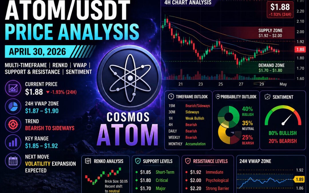 ATOMUSDT, Cosmos ATOM price analysis, ATOM crypto forecast 2026, ATOMUSDT technical analysis, Cosmos price prediction, ATOM trading signals, crypto market analysis ATOM, ATOM support resistance levels, ATOM VWAP analysis, ATOM Renko chart analysis, ATOM price today, ATOMUSDT forecast April 2026, crypto scalping ATOM, altcoin analysis 2026, One Web One Hub crypto