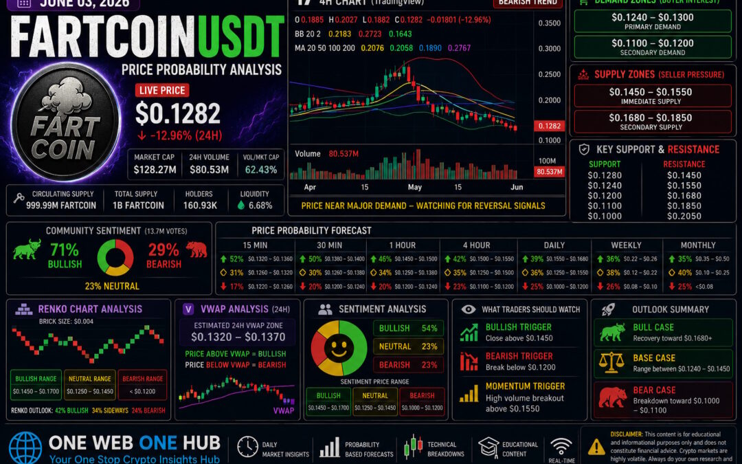 FARTCOINUSDT, FARTCOIN price prediction June 2026, FARTCOIN analysis June 03 2026, FARTCOINUSDT technical analysis, FARTCOIN live price today, FARTCOIN TradingView analysis, FARTCOIN CoinMarketCap analysis, FARTCOIN VWAP analysis, FARTCOIN Renko chart analysis, FARTCOIN support and resistance, FARTCOIN demand and supply zones, FARTCOIN sentiment analysis, meme coin forecast June 2026, crypto probability analysis, FARTCOIN price outlook, FARTCOIN market forecast, FARTCOIN trading strategy, meme coin technical analysis, FARTCOIN daily weekly monthly forecast, One Web One Hub crypto analysis