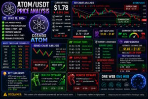 ATOMUSDT, ATOMUSDT price analysis June 2026, Cosmos ATOM forecast, ATOM crypto prediction, Cosmos ATOM technical analysis, ATOMUSDT live price today, ATOM Renko chart analysis, ATOM VWAP analysis, Cosmos support and resistance, ATOM sentiment analysis, ATOM price forecast June 18 2026, cryptocurrency market analysis, altcoin trading strategy, Cosmos blockchain outlook, One Web One Hub crypto blog