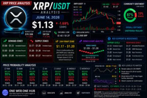 XRPUSDT analysis June 14 2026, XRP price prediction, XRP technical analysis, XRPUSDT forecast, XRP support and resistance, XRP demand zone, XRP supply zone, XRP Renko chart analysis, XRP VWAP analysis, XRP sentiment analysis, XRP trading strategy, XRP price probability analysis, Ripple XRP forecast, XRP crypto analysis, XRP daily outlook, XRP weekly forecast, XRP monthly forecast, XRP trading signals, XRP market sentiment, XRPUSDT technical outlook, XRP buy zone, XRP sell zone, XRP breakout analysis, XRP trend analysis, One Web One Hub, Ripple price prediction June 2026, XRPUSDT live analysis, cryptocurrency market analysis, XRP chart analysis, XRP educational trading content