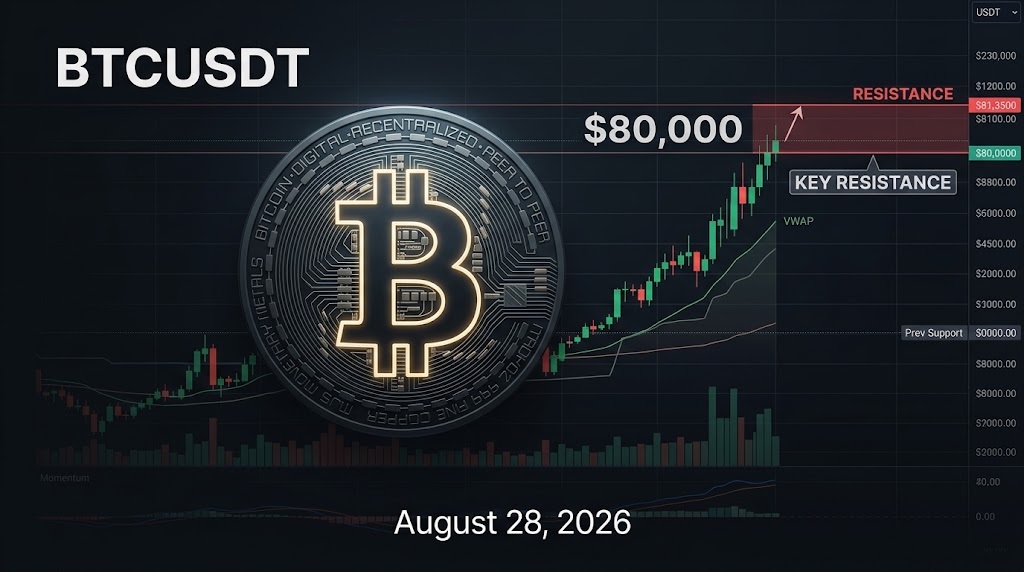 BitcoinUSDT, BTCUSDT, Bitcoin price analysis, Bitcoin price prediction, BTC price prediction August 28 2026, Bitcoin forecast 2026, BTC technical analysis, Bitcoin support and resistance, BTC VWAP analysis, Bitcoin Renko chart, Bitcoin price probability, BTC market analysis, Bitcoin ETF inflows, Bitcoin $80000, BTC resistance, BTC support levels, cryptocurrency analysis, crypto market analysis, Bitcoin trading analysis, One Web One Hub